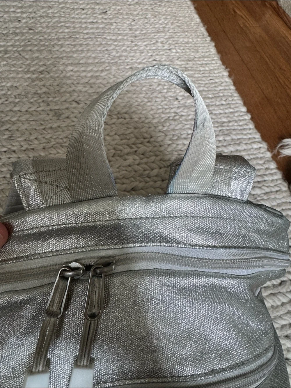 STATE Silver Backpack with Yellow Daisy Appliqués